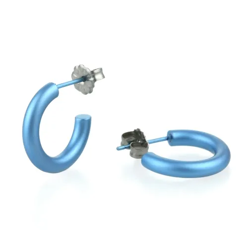 Small 12mm Light Blue Round Hoop Earrings